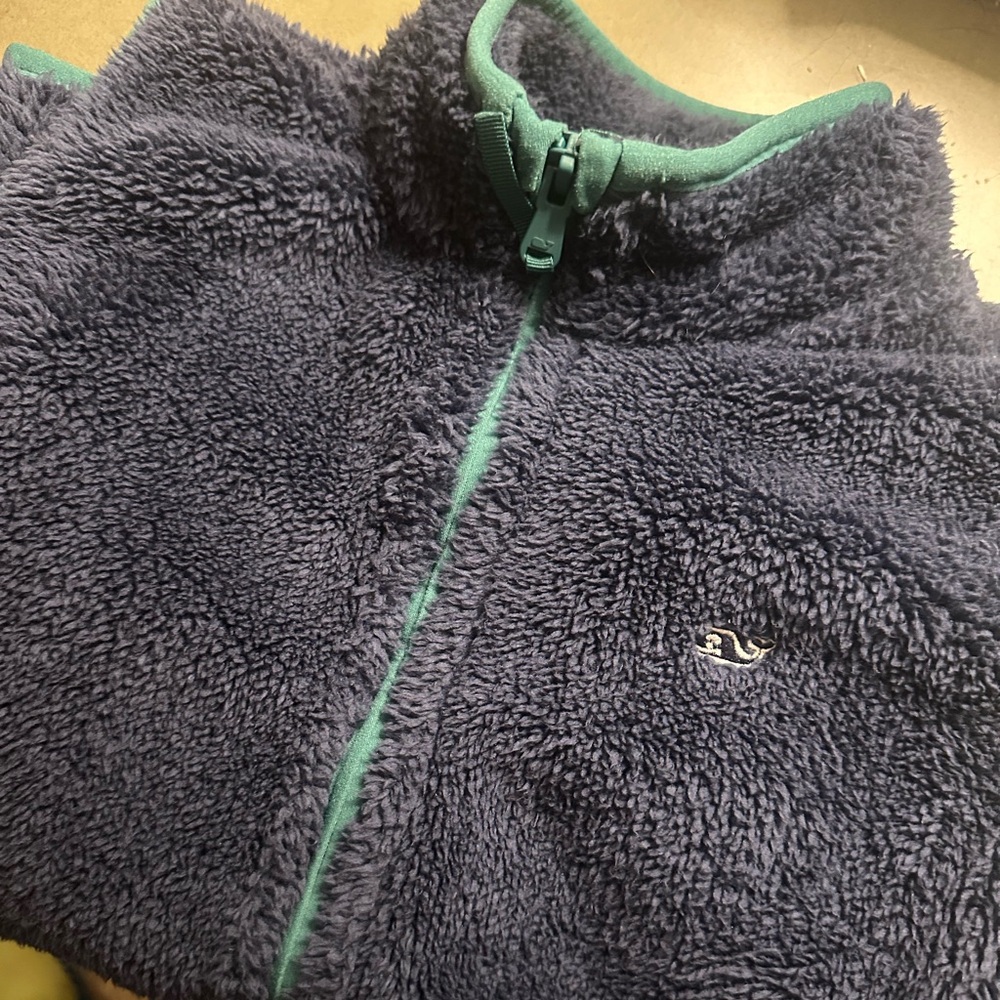 Vineyard Vines Boys’ Fleece Vest - Blue with Green Trim